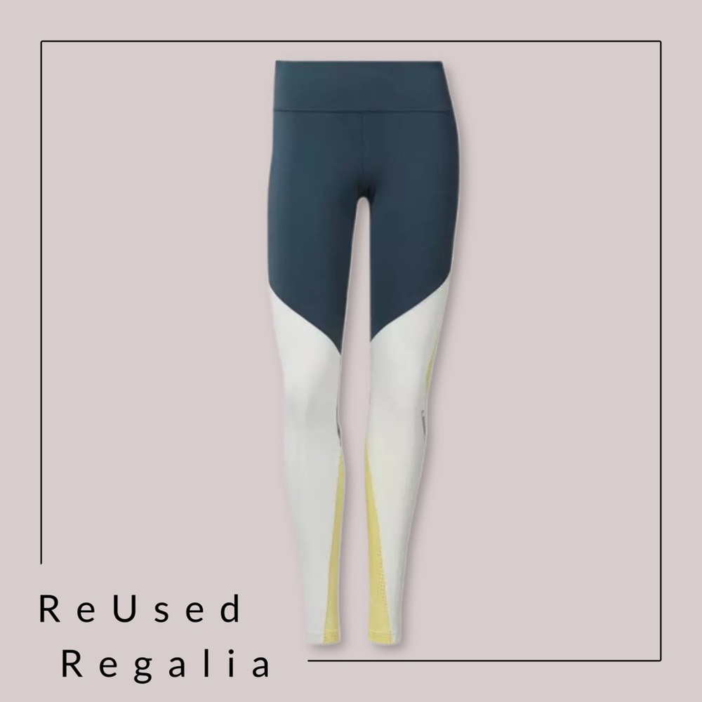 LesMills Reebok Athletic Yellow Blue White Legging